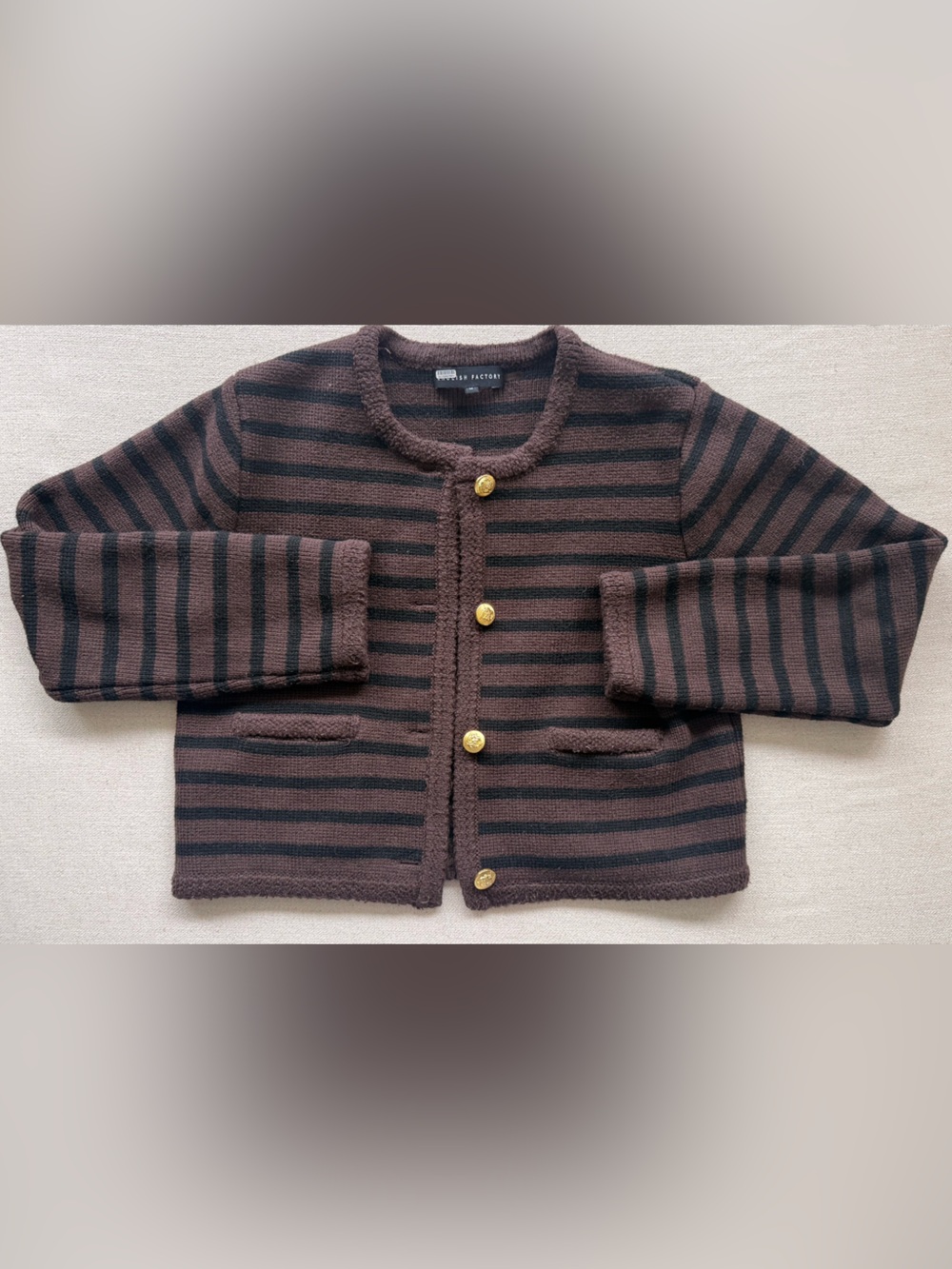 Anthropologie Brown & Black Striped Kids Knit Cardigan